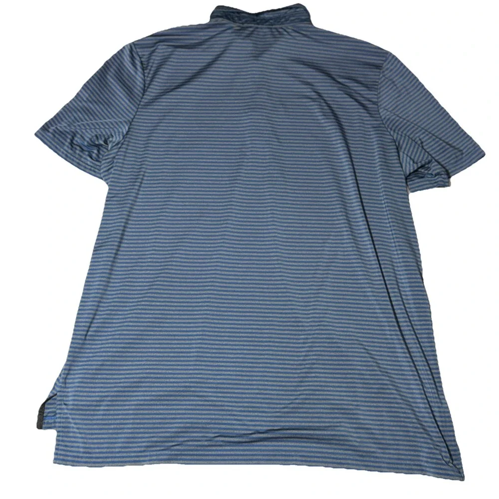 RLX Ralph Lauren Polo Shirt Mens 2XL Blue Striped Performance Golf Prep Stretchy